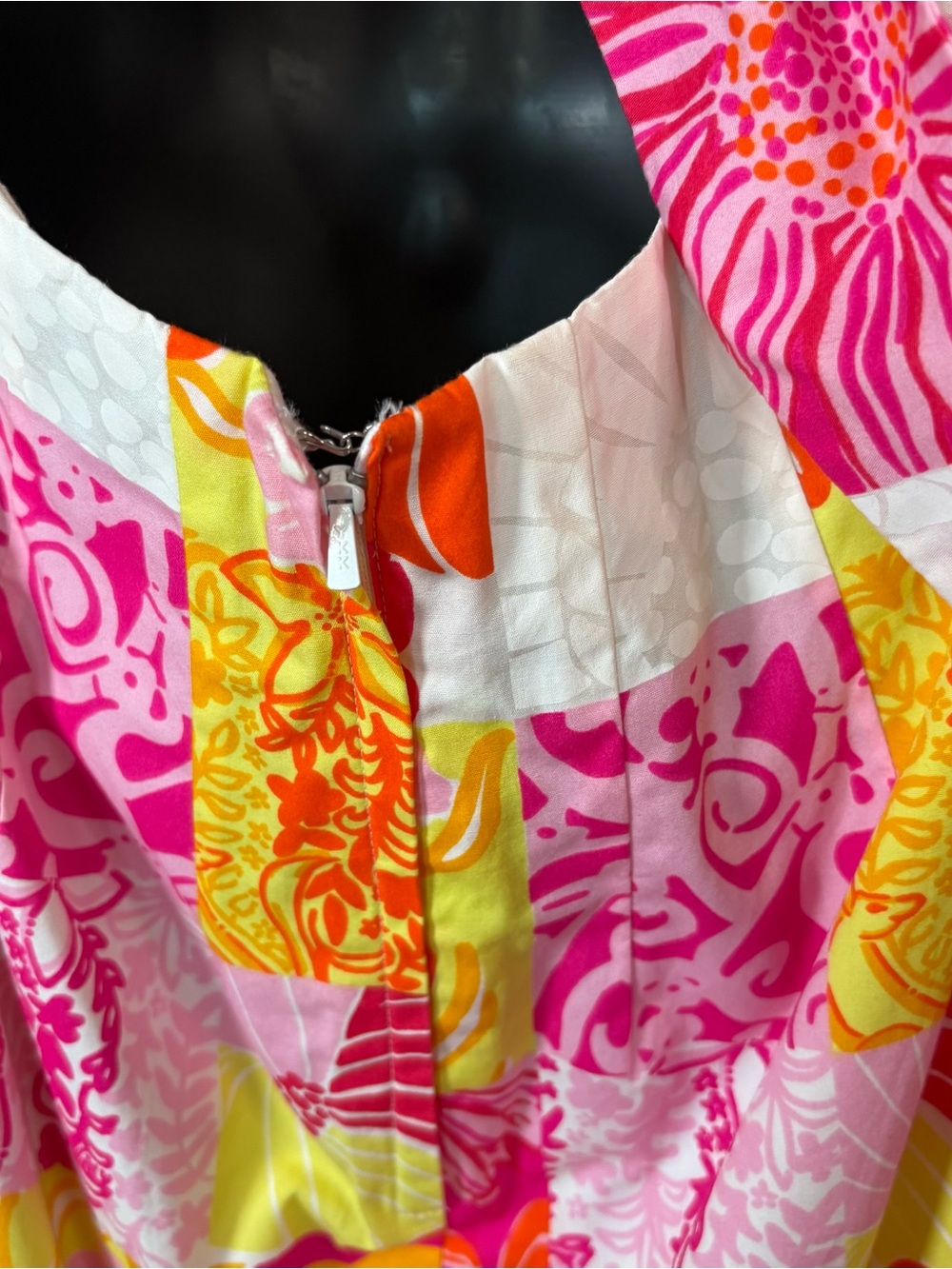 Lilly Pulitzer Strapless Floral Patchwork Dress in Pink, Yellow & White Sz 6 - Picture 11 of 16
